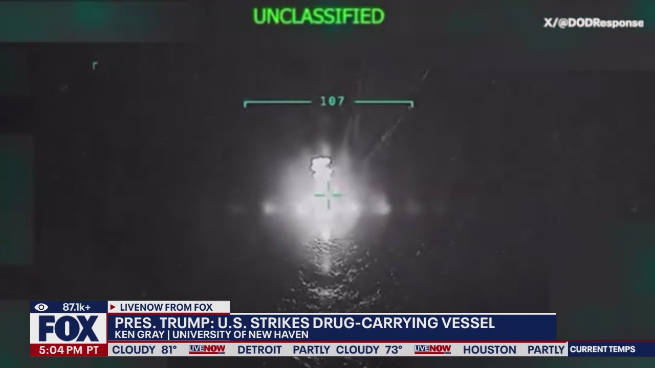 Watch: U.S. strikes alleged drug boat from Venezuela