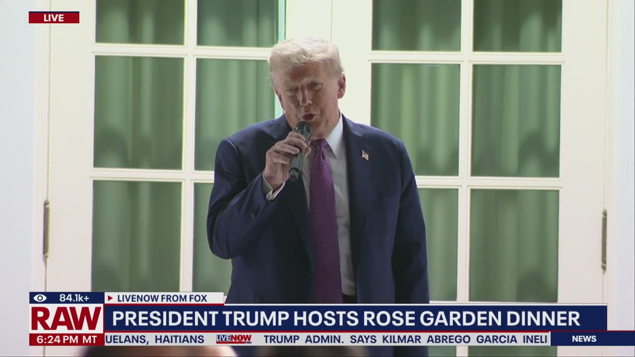 President Trump hosts Rose Garden dinner