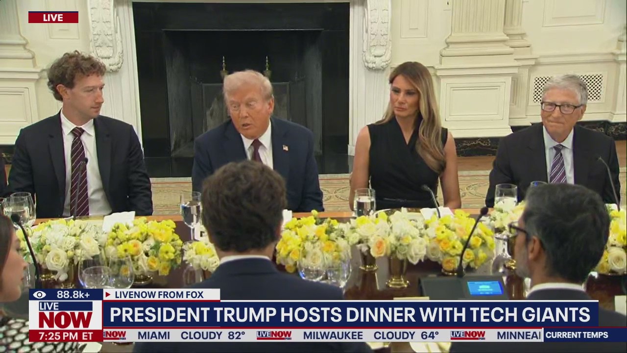 President Trump hosts tech giants at White House dinner