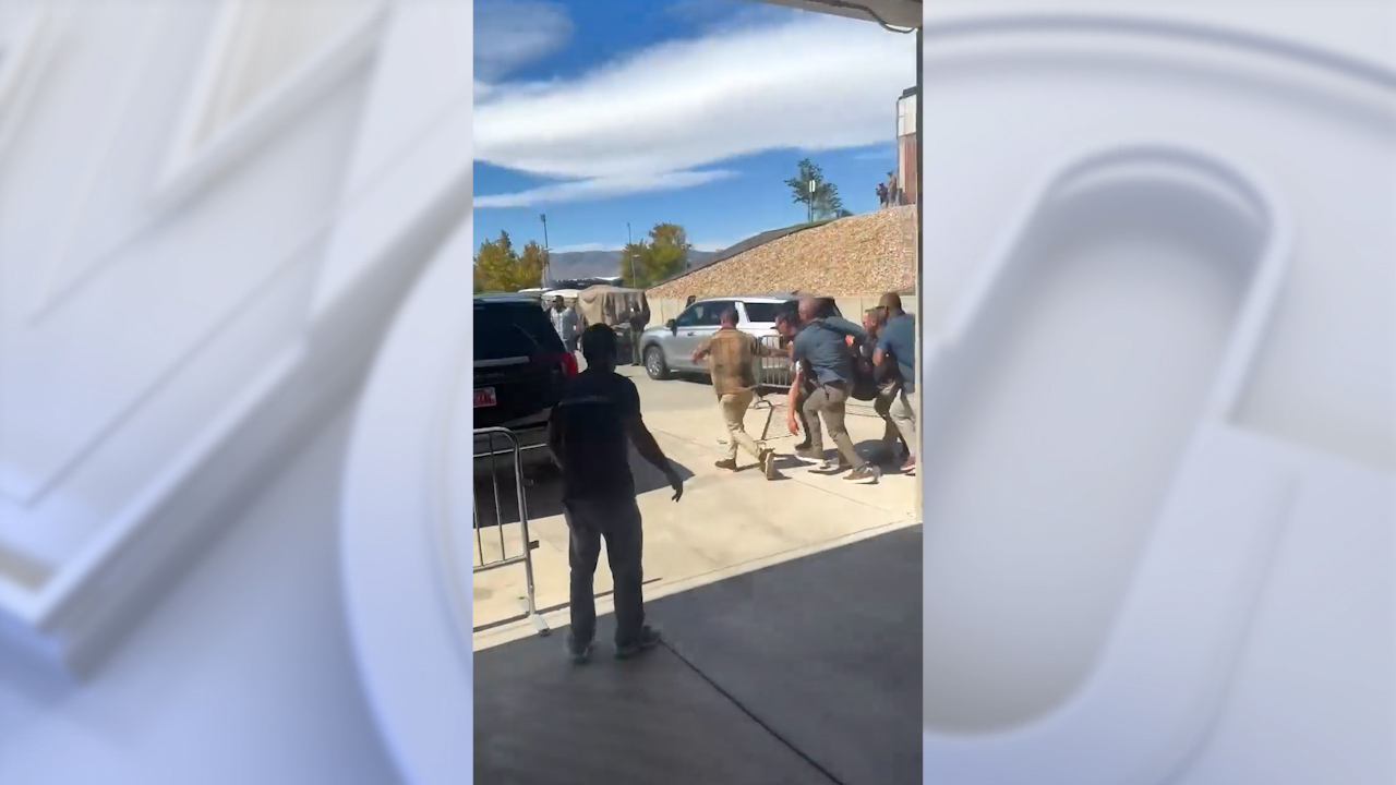Charlie Kirk carried away after being shot at Utah Valley University