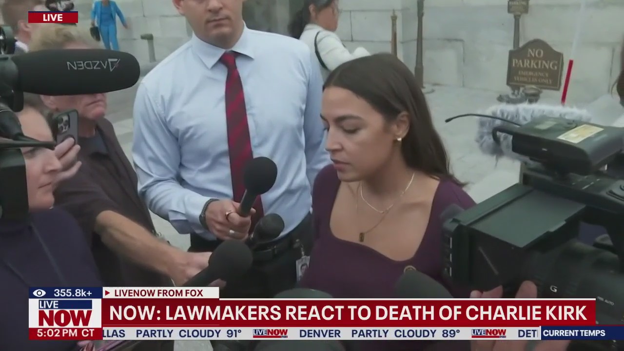 AOC reacts to Charlie Kirk being shot and killed
