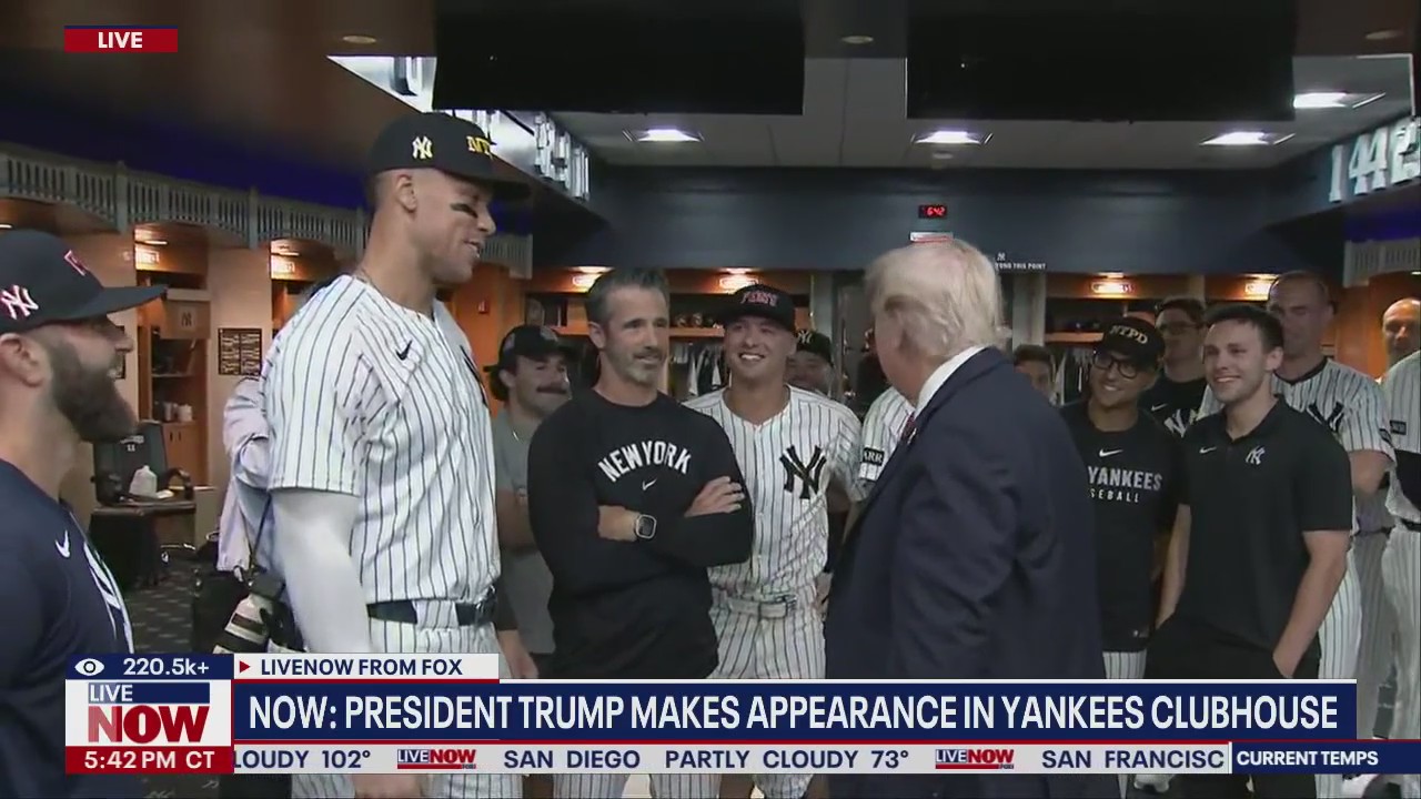 Pres. Trump in Yankee?s clubhouse on Sept. 11th