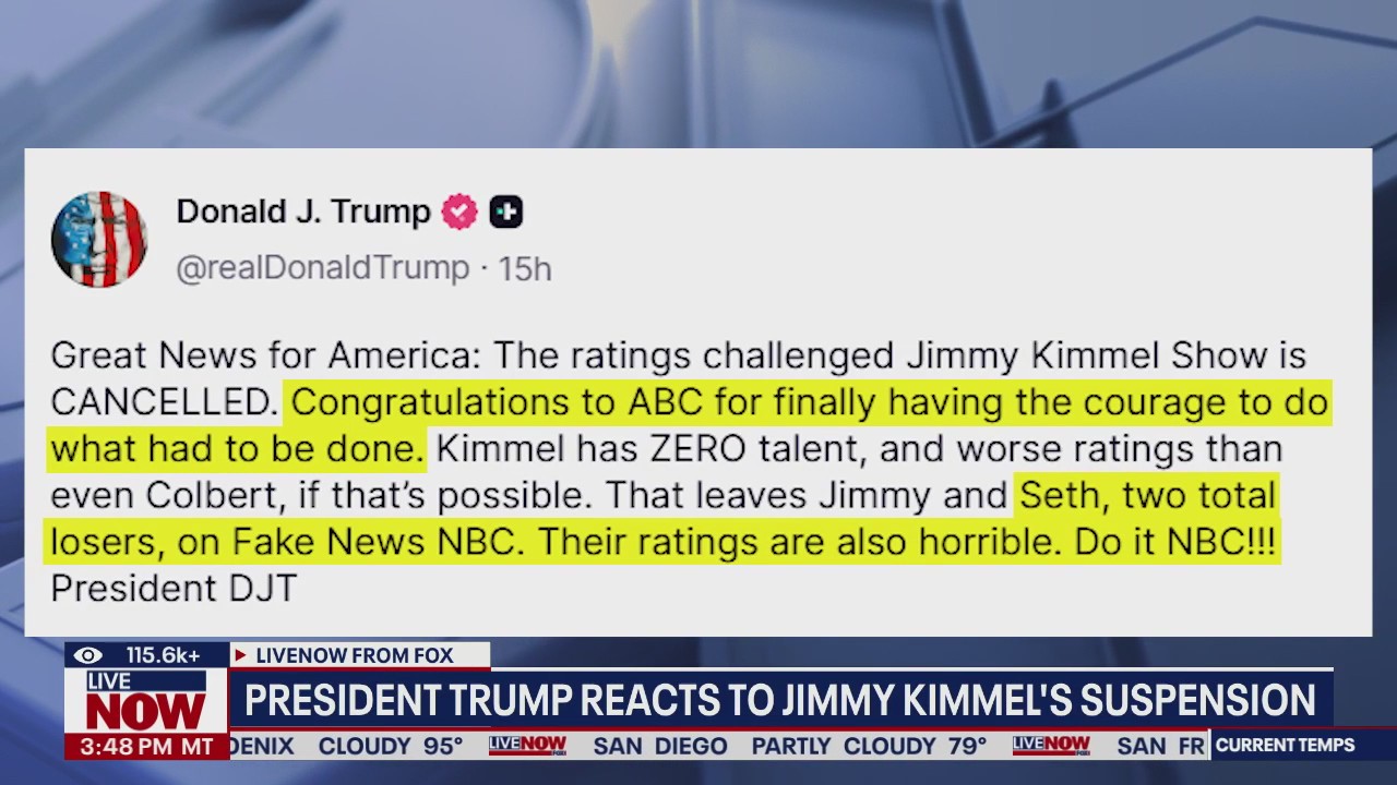 President Trump reacts to Kimmel's suspension