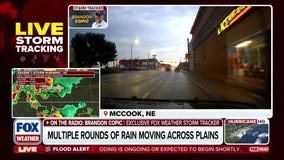 Hail storm leaves damaged car along Nebraska highway