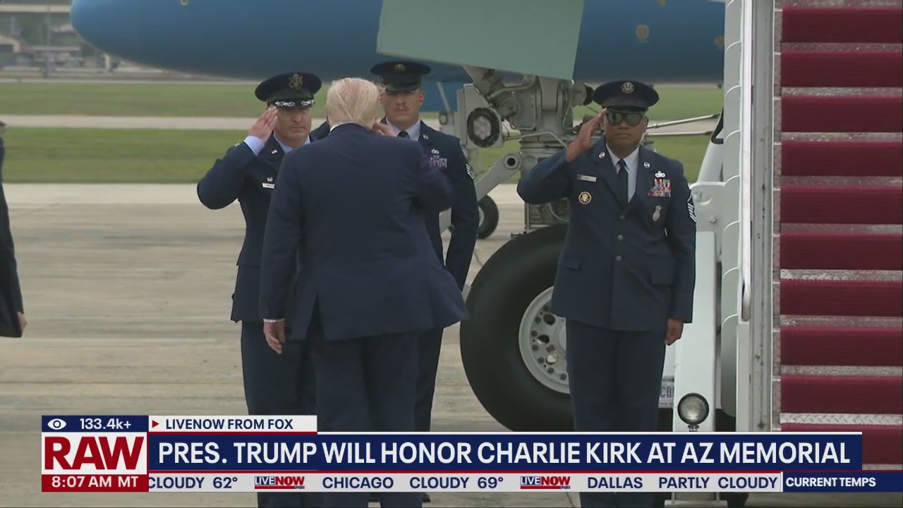 Trump boards Air Force One ahead of Kirk's funeral