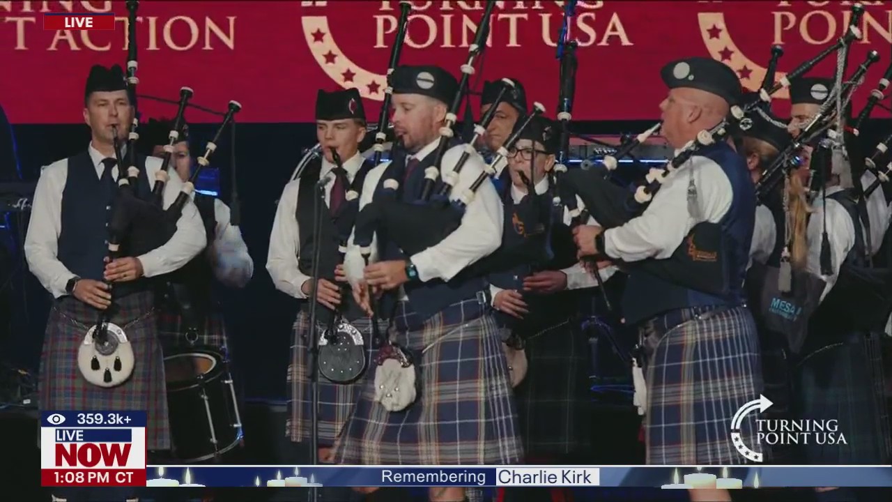 Charlie Kirk's funeral begins with bagpipe rendition of Amazing Grace