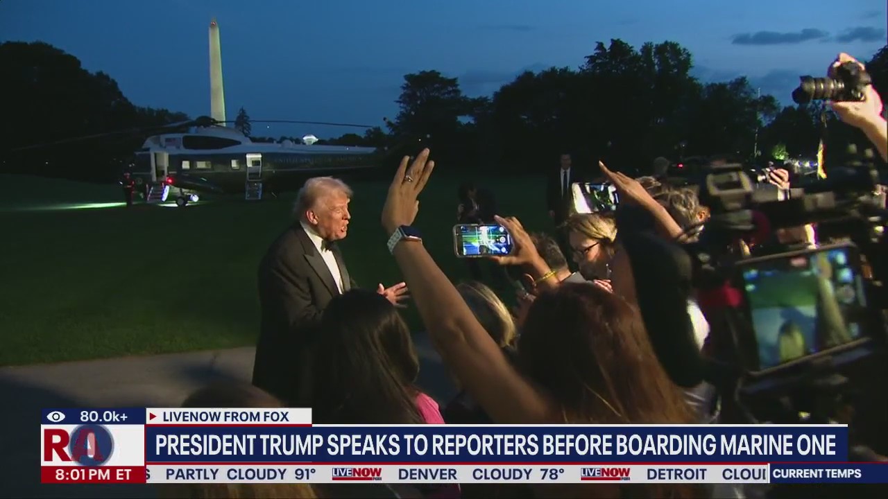 Trump talks to reporters before boarding Marine One