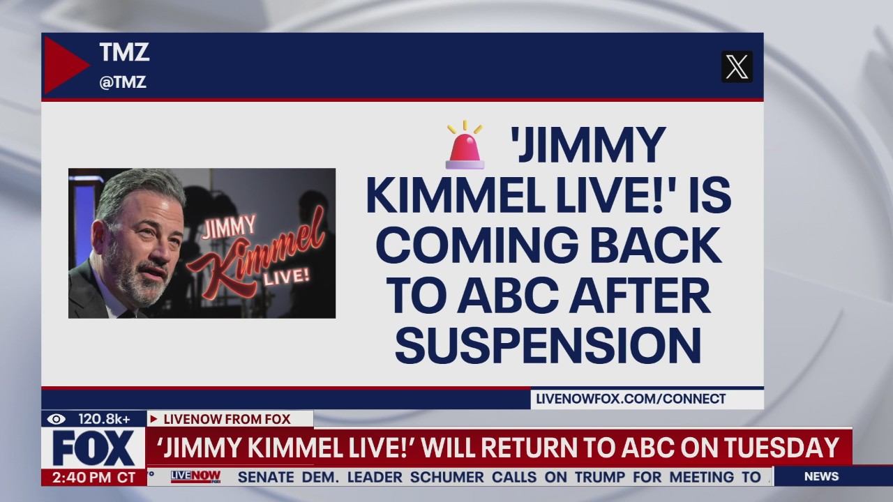 BREAKING: Jimmy Kimmel to return Tuesday night