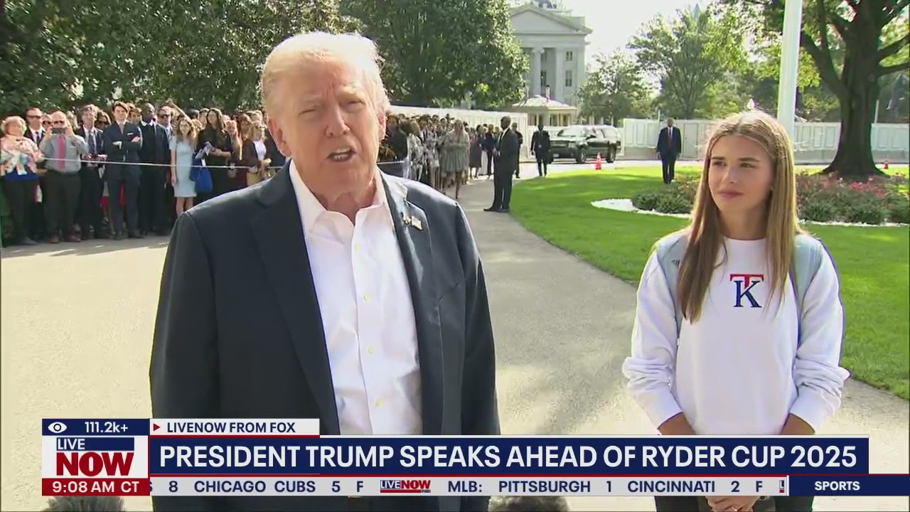 President Trumps speaks ahead of Ryder Cup 2025