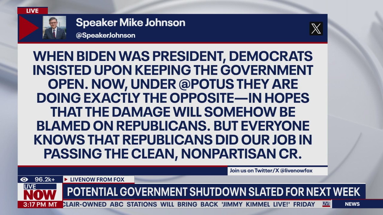 Potential government shutdown slated for Oct. 1st