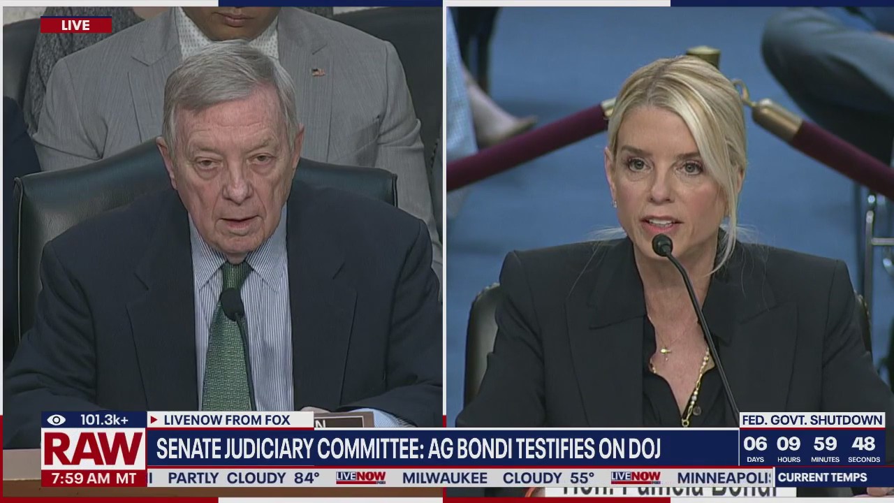 Bondi and Durbin go back and forth over Epstein files