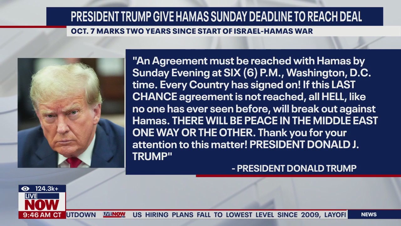 Pres. Trump gives Hamas Sunday deadline