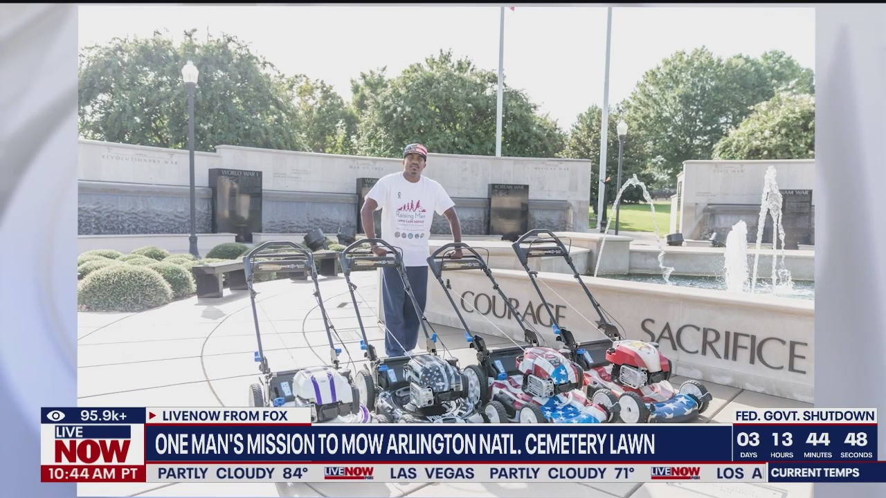 Man on a mission to mow Arlington Cemetery lawn