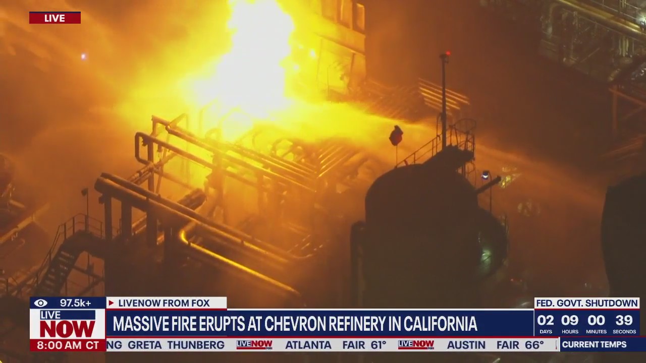 Massive fire erupts at Chevron Refinery in CA