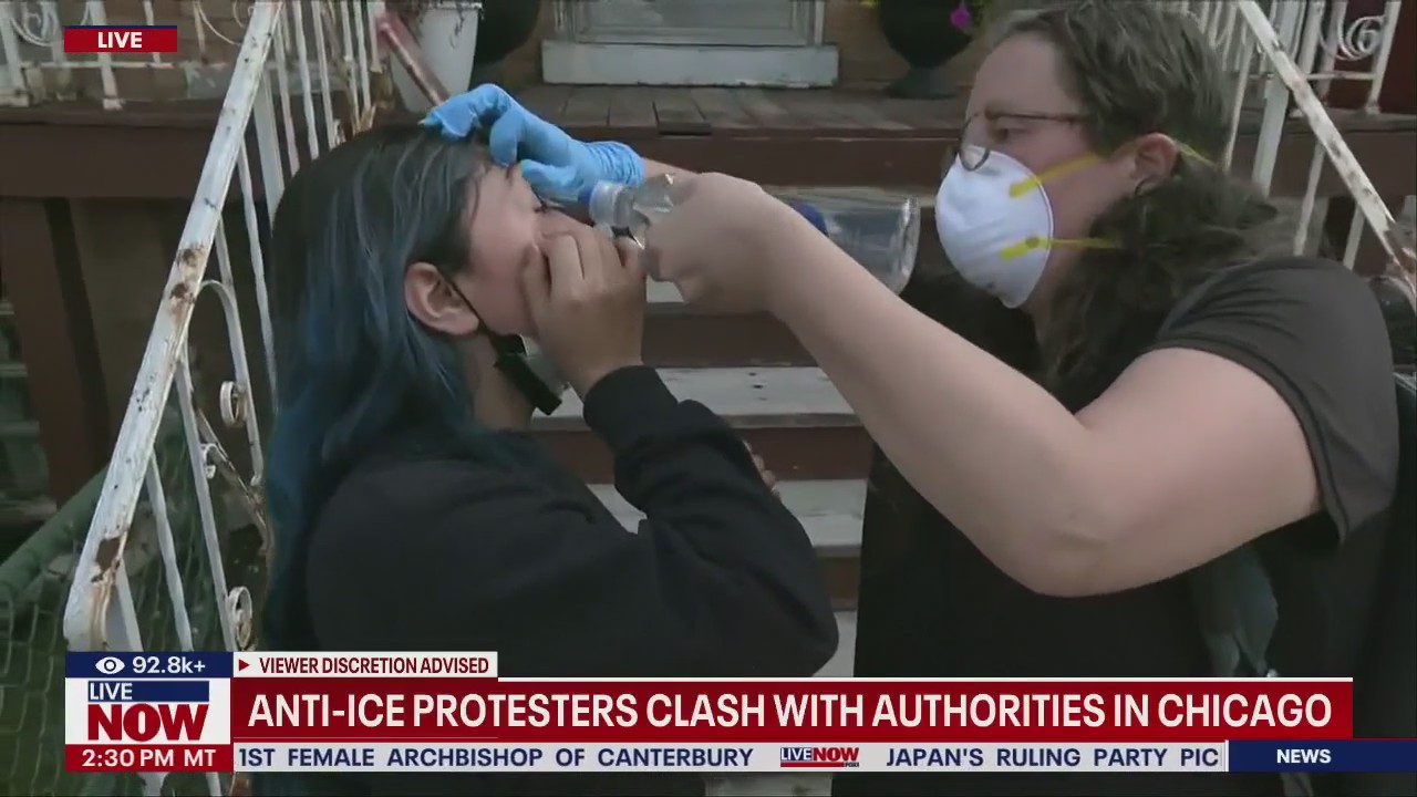 Anti-ICE protesters in Chicago and Portland