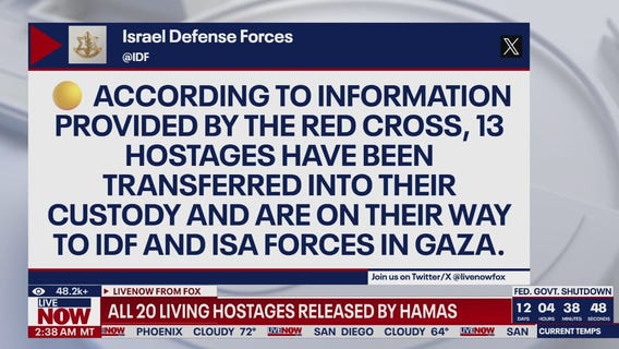 All 20 living hostages released by Hamas