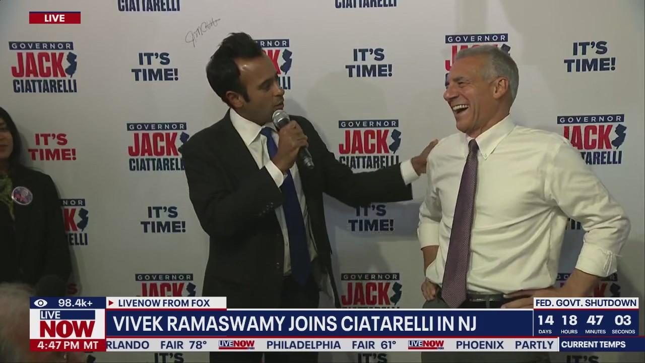 Vivek Ramaswamy rallies with Jack Ciatarelli in NJ