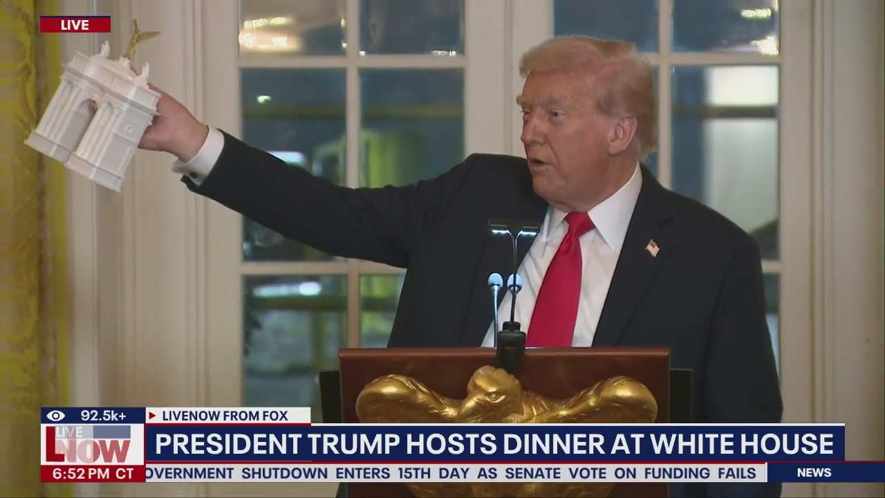 President Trump hosts ballroom dinner at White House