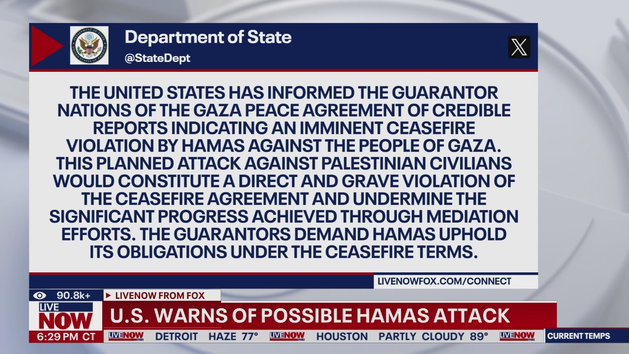 BREAKING: U.S. warns of possible Hamas attack