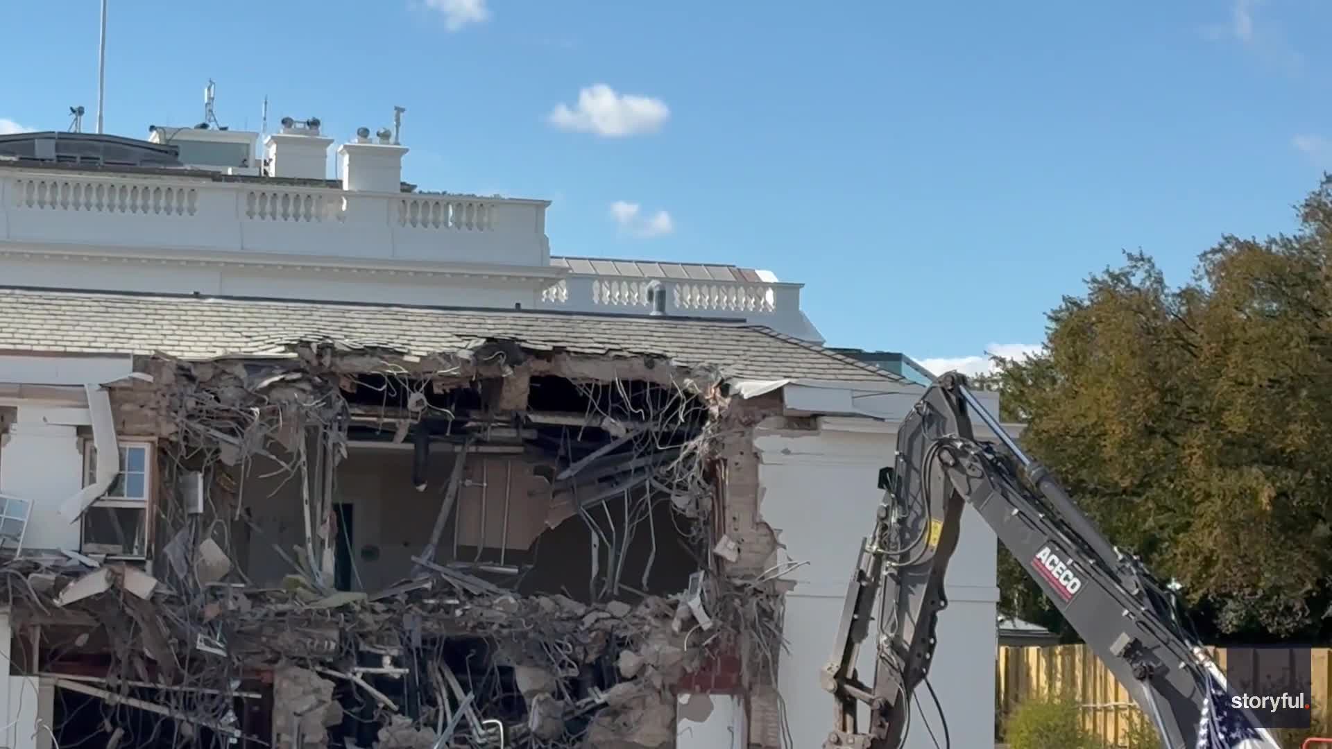 White House facade demolished as work begins on Trump ballroom