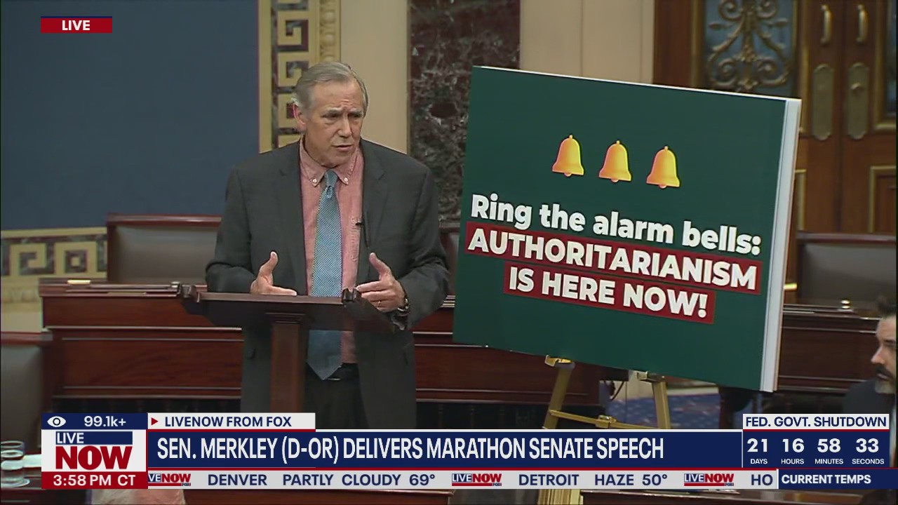 Sen. Merkley gives marathon speech amid shutdown