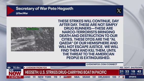 U.S. carries out another deadly boat strike, Hegseth says