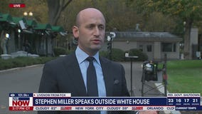 Stephen Miller speaks outside White House