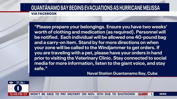 Guantanamo Bay evacuated ahead of Hurricane Melissa