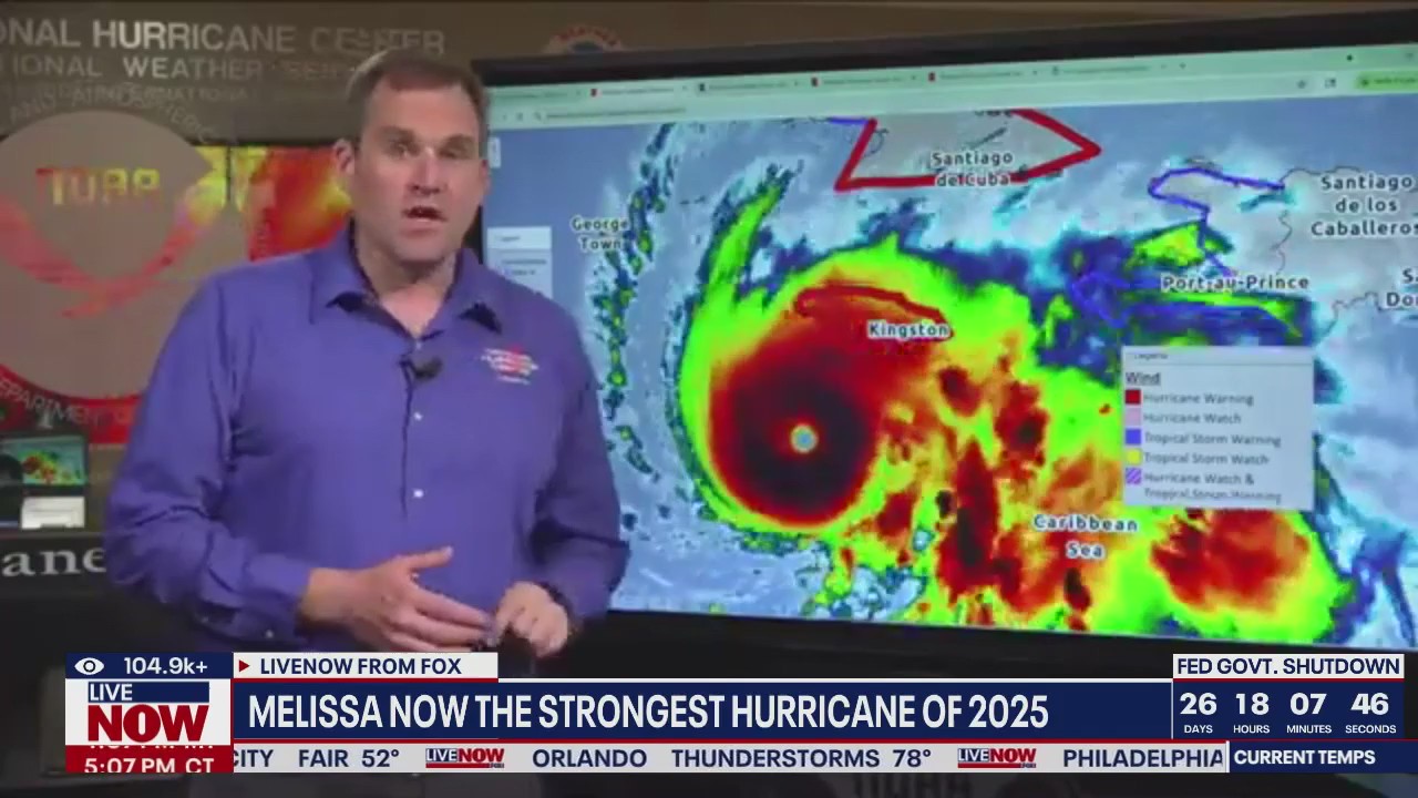 Hurricane Melissa now the strongest storm of 2025