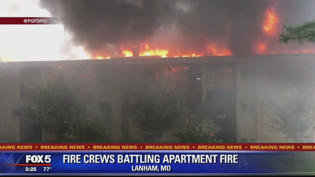 Crews battle 3-alarm fire in Lanham apartment complex