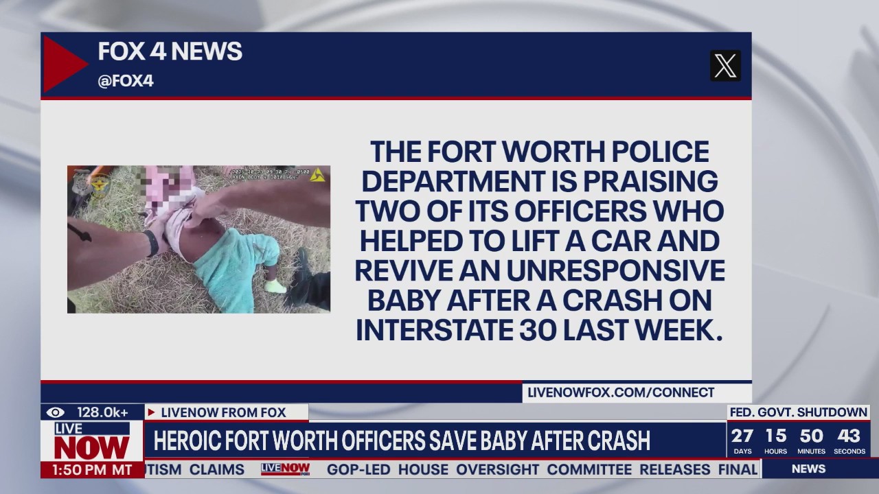 Heroic officers save baby after rollover crash