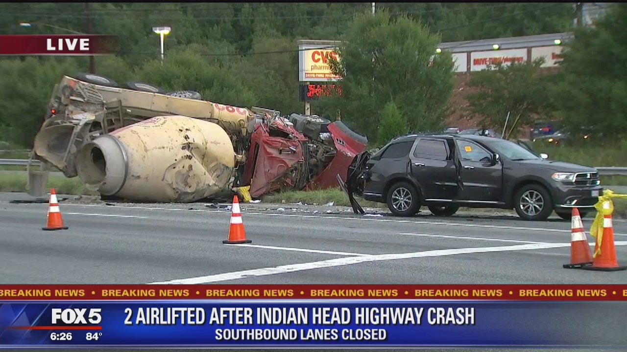 2 injured in violent crash on Indian Head Highway, Prince George?s County officials say