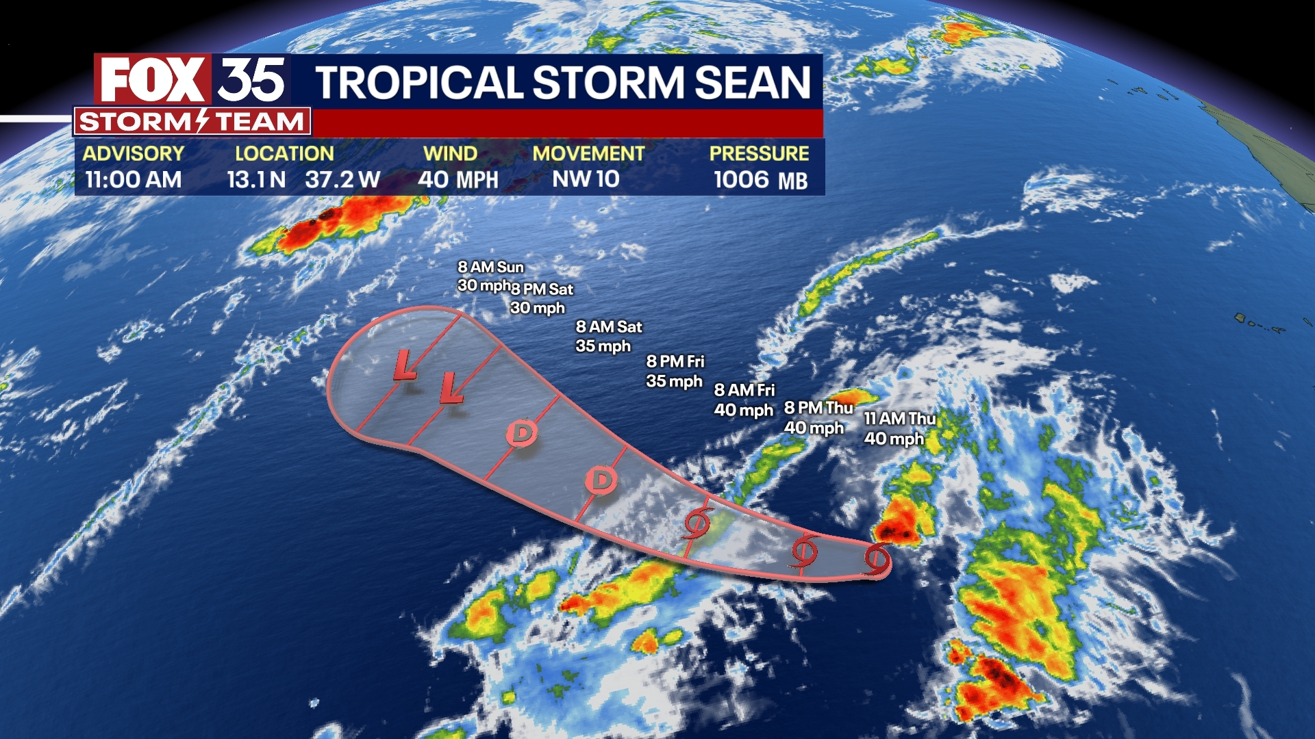 Tropical Storm Sean reforms in the Atlantic