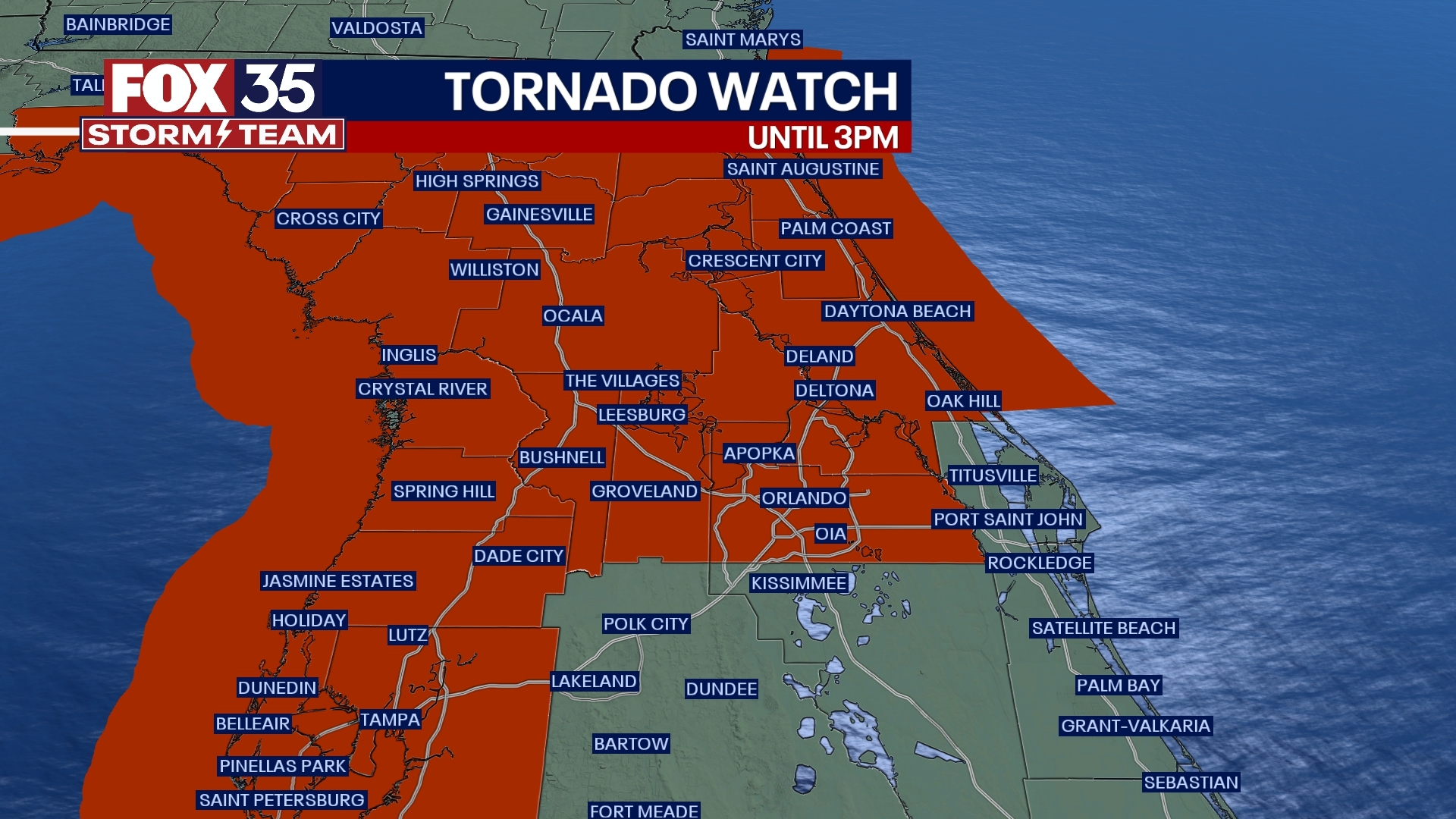 Tornado Watch issued for portions of Central Florida