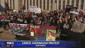 Anti-Kavanaugh protesters gather outside Supreme Court
