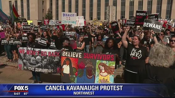 Anti-Kavanaugh protesters gather outside Supreme Court