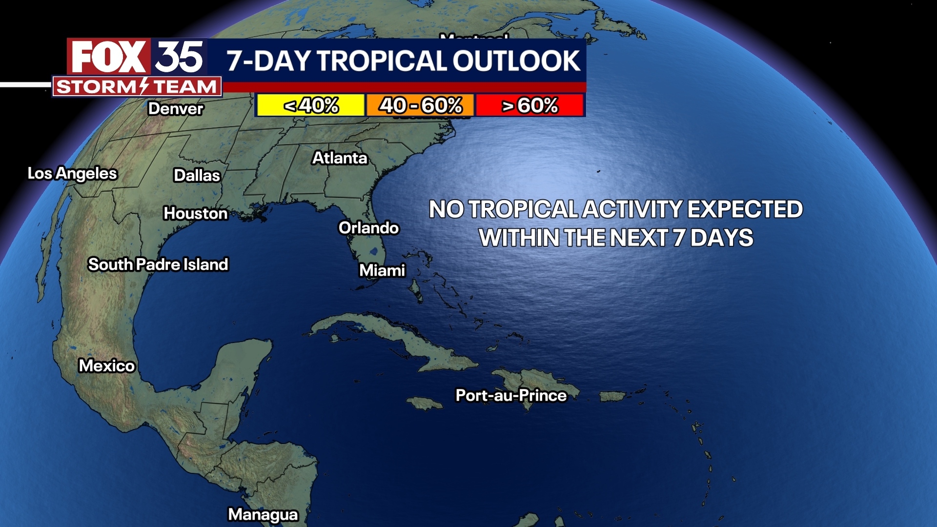 No tropical activity expected anytime soon