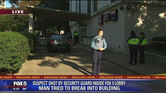 Armed security guard shoots suspect who tried to break into FOX 5's building