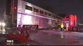 Train collides into tractor-trailer stuck on tracks in Gaithersburg, officials say