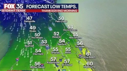 Thanksgiving forecast for Orlando