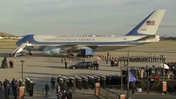 Body of former President George H.W. Bush arrives in Washington