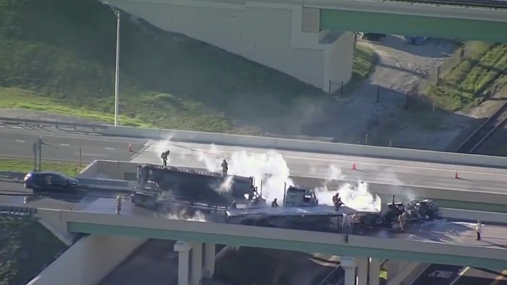 Semi-truck catches fire on SR-528 | FOX 35 Orlando