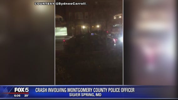 Montgomery County officer crashes cruiser in parked cars in Silver Spring