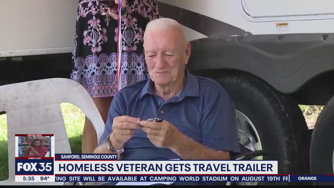 Homeless veteran gets travel trailer