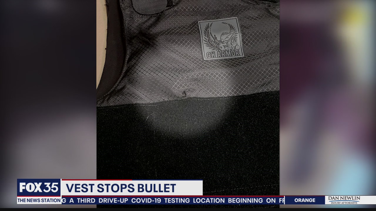 Vest stops bullet from striking officer's chest