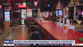 Bars can reopen on Monday at 50% capacity