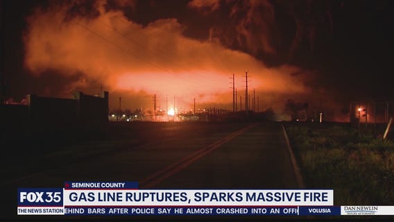 Gas line ruptures, sparks massive fire