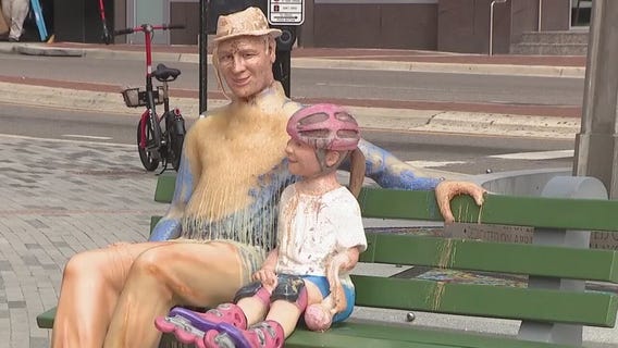 Climate change statue in front of Orlando City Hall.