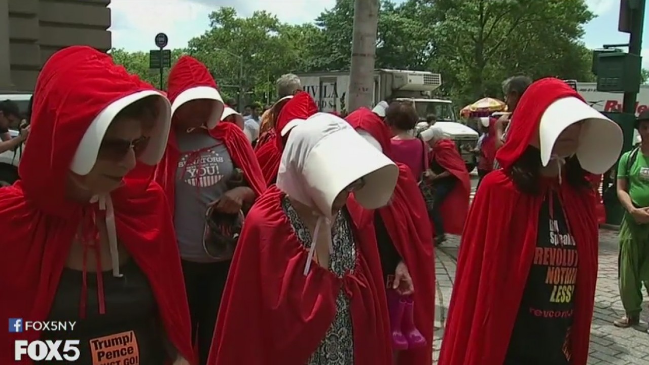 Pence and Nielsen draw protesters in NYC