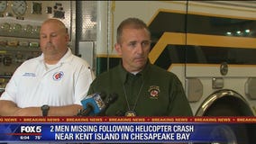 2 men missing following helicopter crash near Kent Island in Chesapeake Bay, officials say